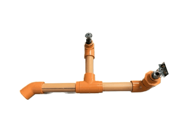 emergency water sprinklers with orange pipes
